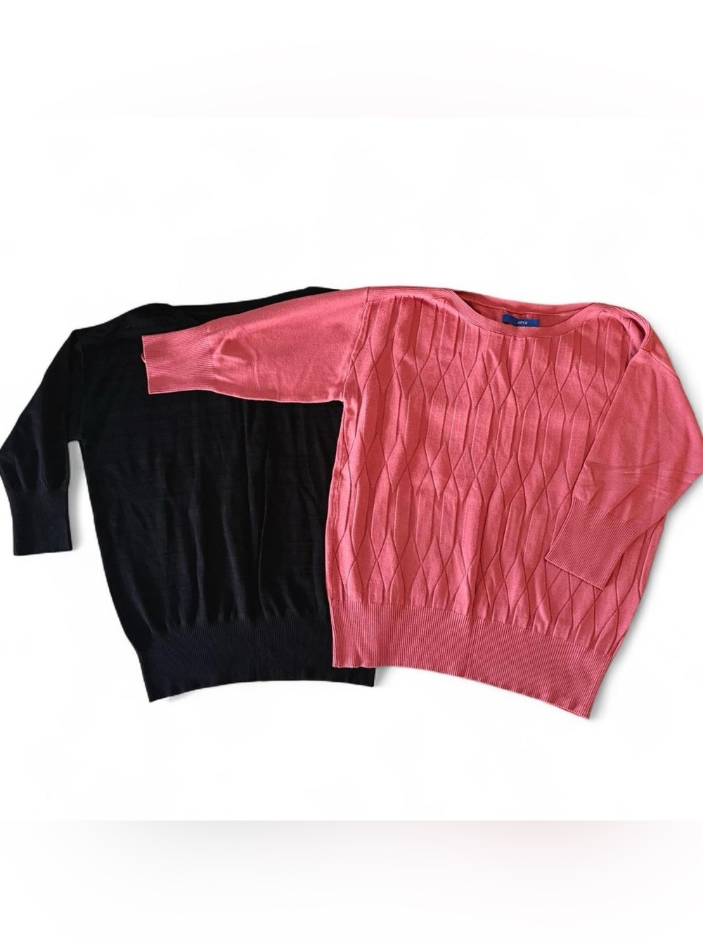 Apt. 9 pink and black 3/4 sleeve sweater bundle Size L minimalist knitwear set